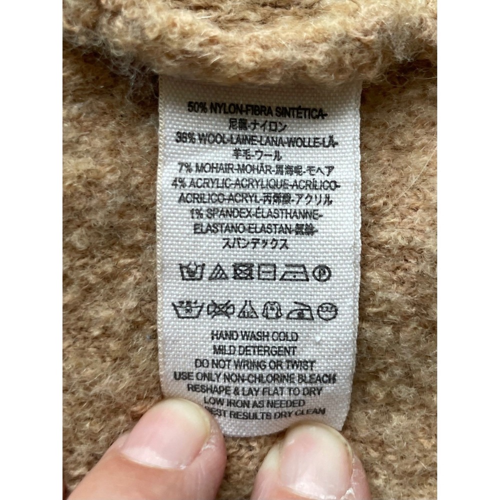 Free People Boucle Mohair Wool Blend Open Front Cardigan Tan Camel Small - Picture 7 of 9